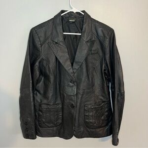 Metro Style Women's 100% Leather Jacket Black Plus Size 18 Soft Classic Pocket